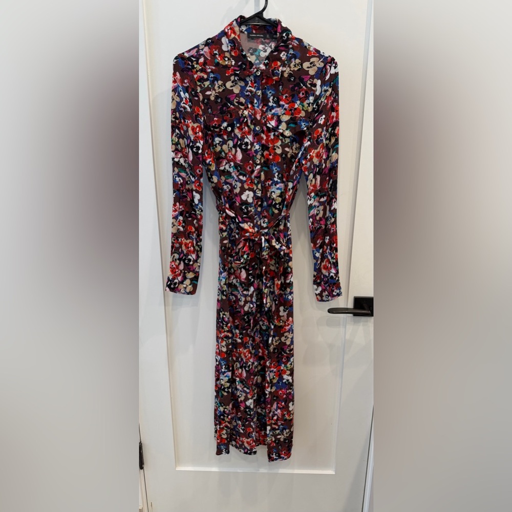 Karen Millen Floral Long Sleeve Shirt Dress